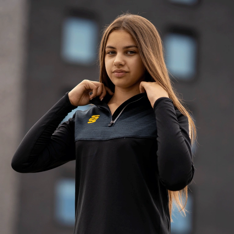 1/4 Zip Dual Performance Top :  Black