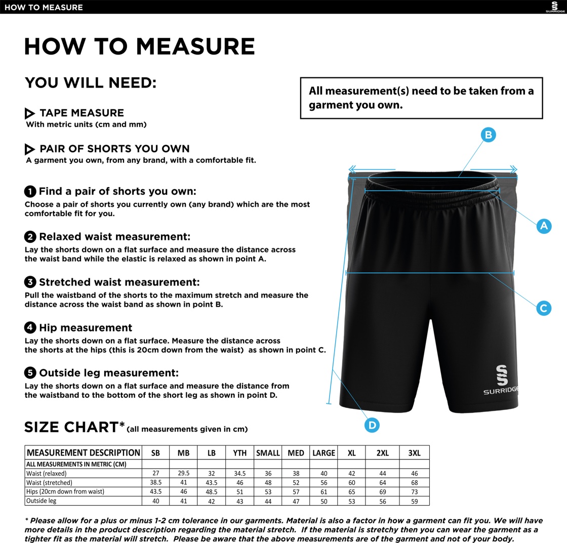 Old Southendian & Southchurch CC - Blade Shorts - Size Guide